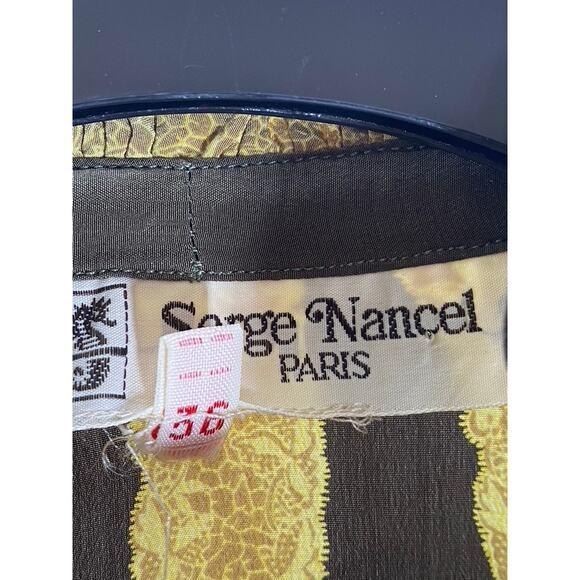 SERGE NANCEL Women’s Vintage Green-Yellow Tie-Neck Button-Up Too SZ 36(US6) - Picture 8 of 9